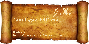 Jassinger Márta névjegykártya